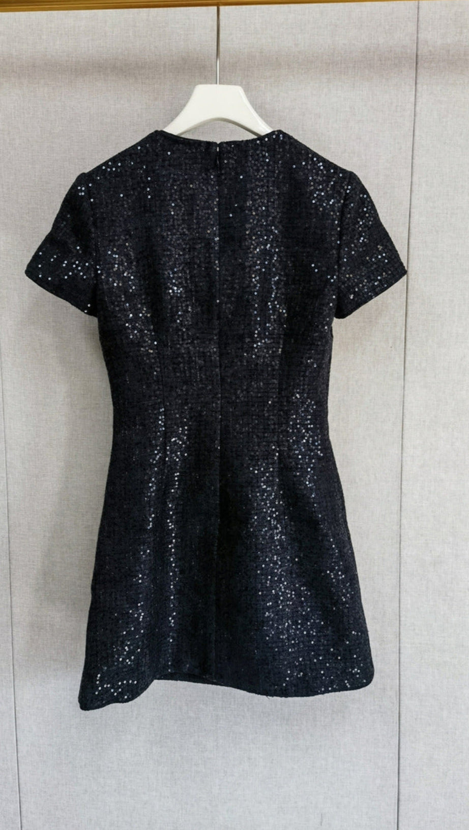 ABITO CORTO IN TWEED CON PAILLETTES E FIOCCO NERO JANICE