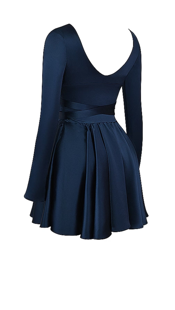 AIIZIE PLUNGE V-NECK MINI DRESS IN NAVY - product image
