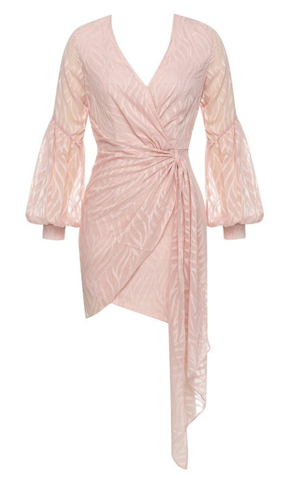 Zebra - Print Wrap - Front Asymmetric Mini Dress in Pink