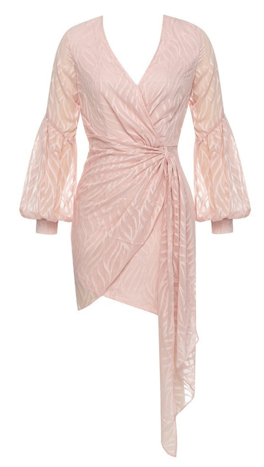 ZEBRA - PRINT WRAP - FRONT ASYMMETRIC MINI DRESS IN PINK