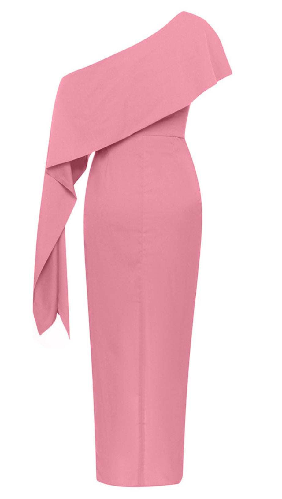 Asymmetrisches Wickel-Midikleid mit One-Shoulder-Träger und Rüschen in Pink