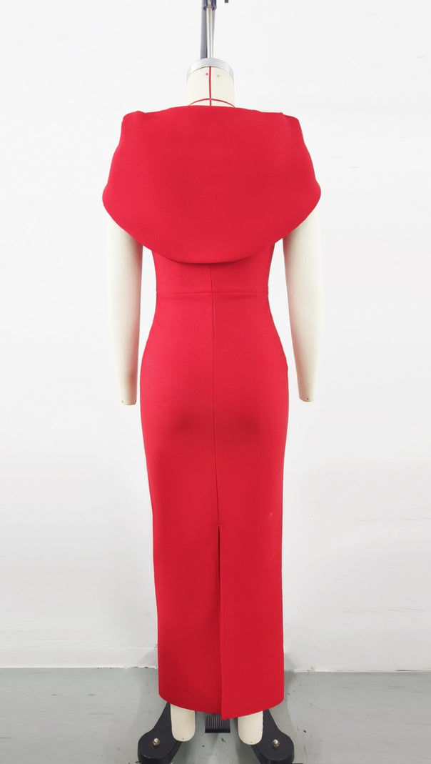 AIIZIE SQUARE NECK CAP - SLEEVE BODYCON MIDI DRESS IN RED - product image