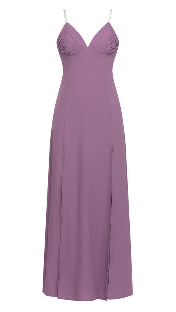 AIIZIE PLEATED - BUSTIER SIDE - SLIT MAXI DRESS IN LILAC - product image