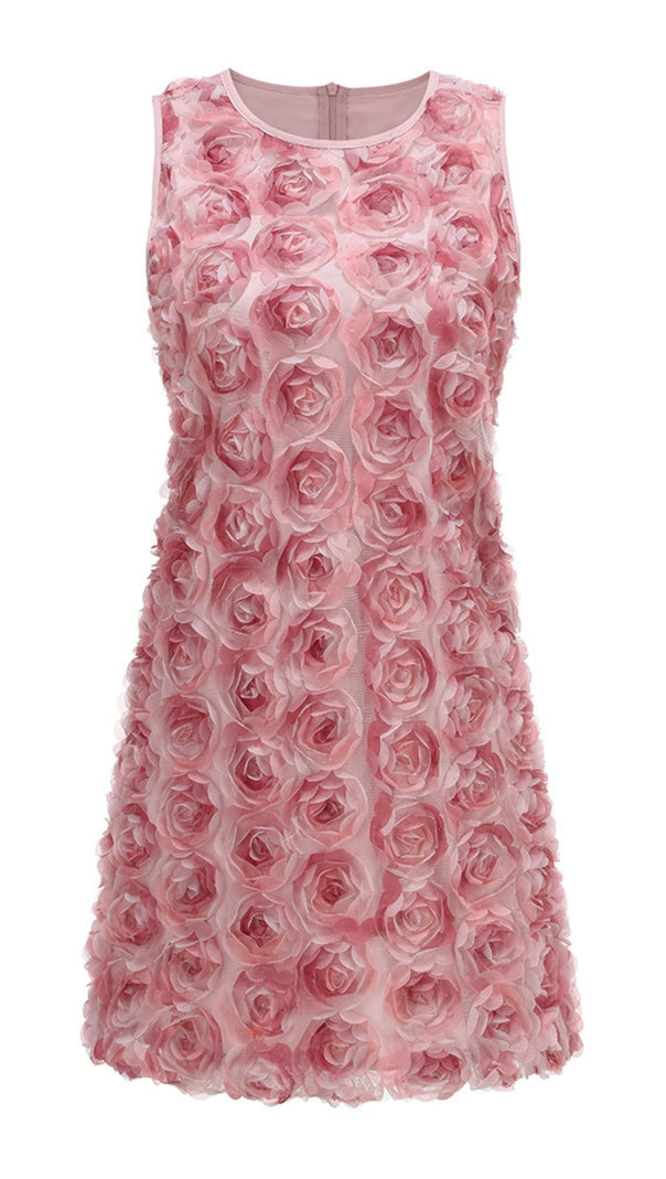 AIIZIE PINK 3D FLORAL SLEEVELESS MINI DRESS - product image
