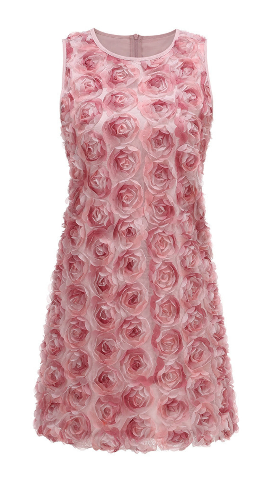 MINI ABITO SENZA MANICHE CON FIORI 3D ROSA