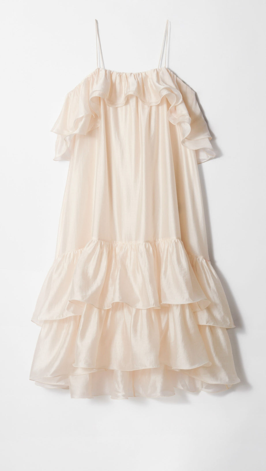 HEDWIG OFF-SHOULDER FLORAL PRINTED RUFFLE MAXI DRESS IN BEIGE