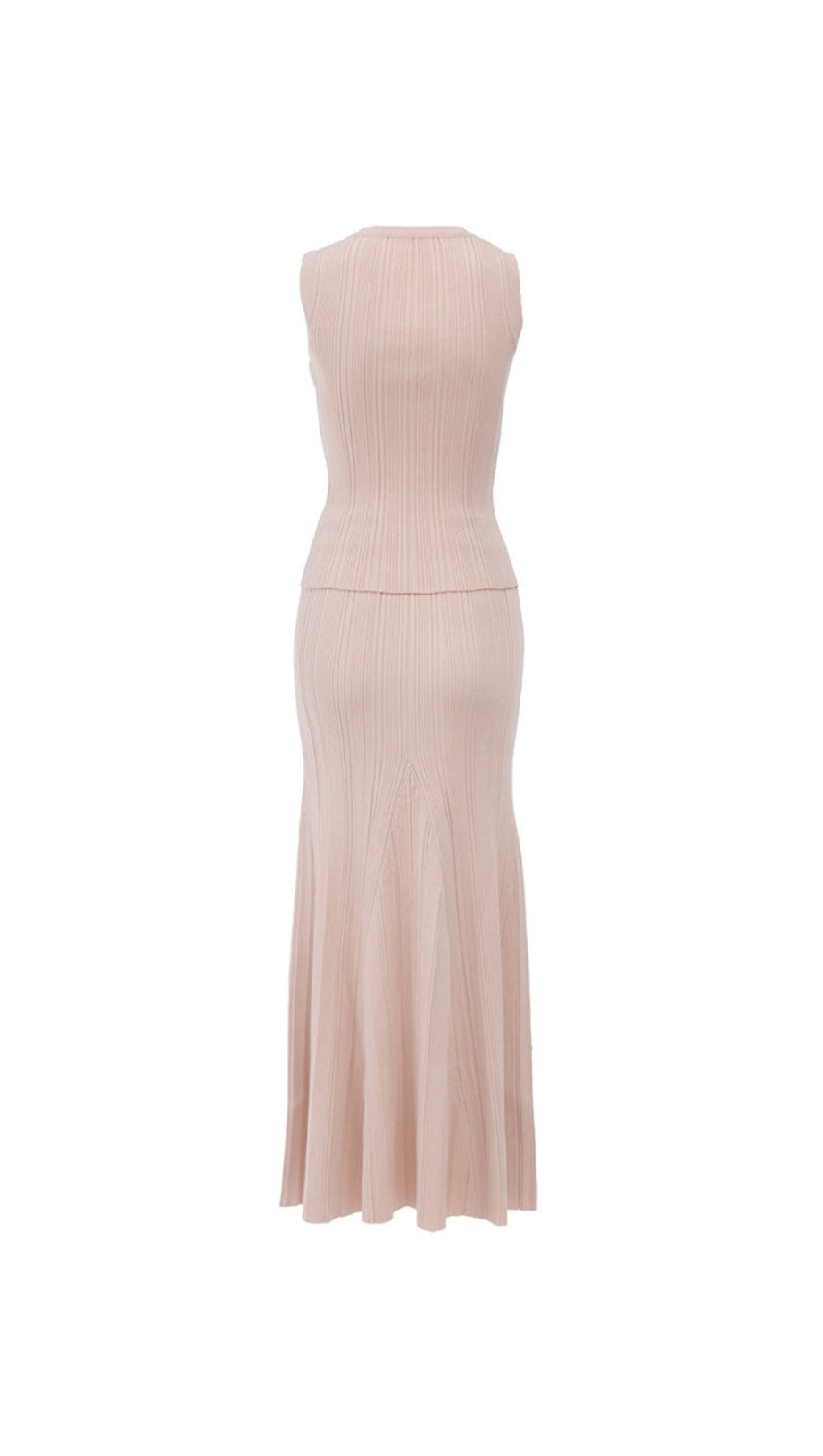 EARTHA SLEEVELESS KNITTED DRESS TOP SKIRT SET IN APRICOT