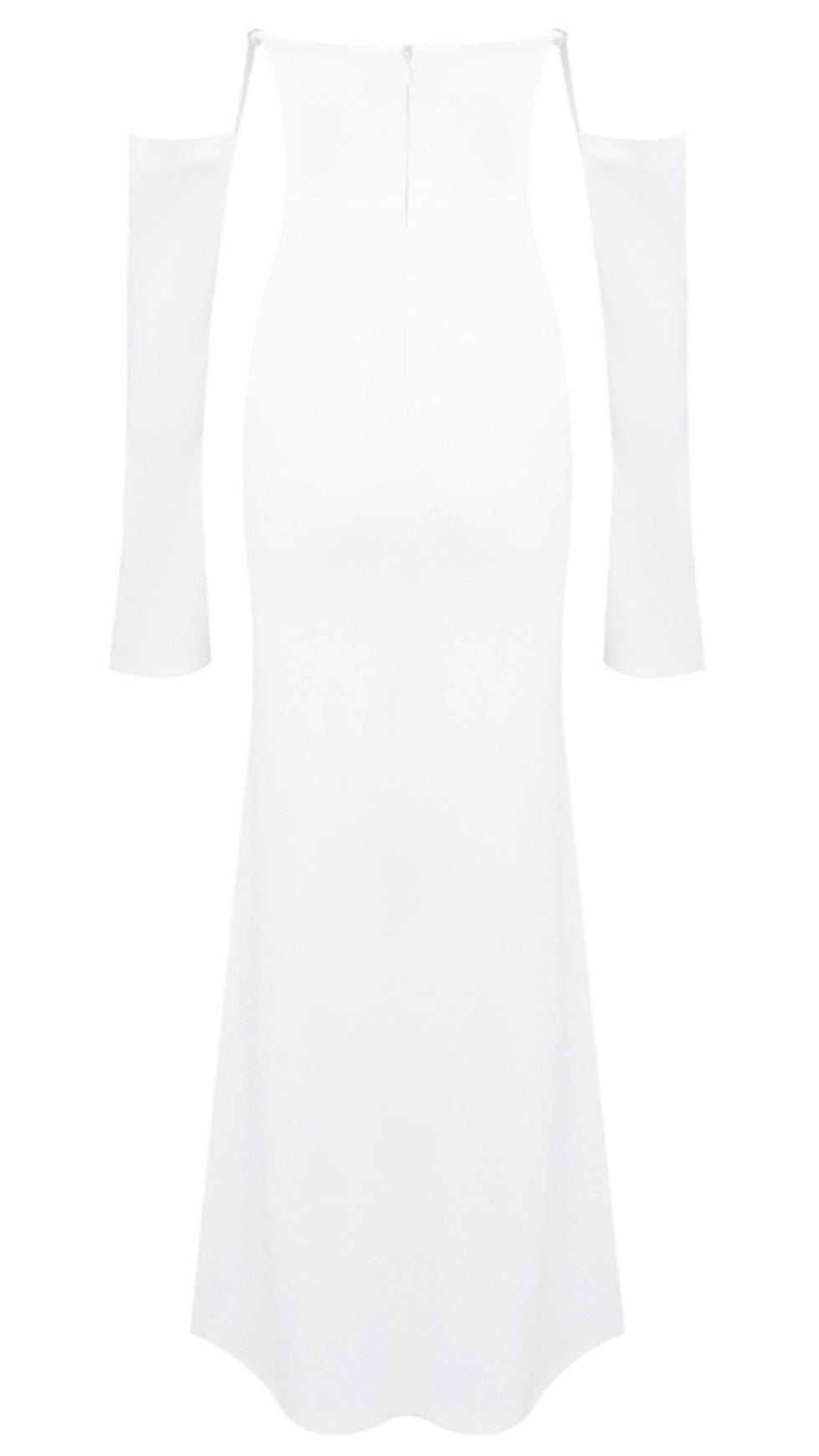AIIZIE LONG SLEEVE STRAPLESS DRAPED MAXI DRESS WHITE - product image