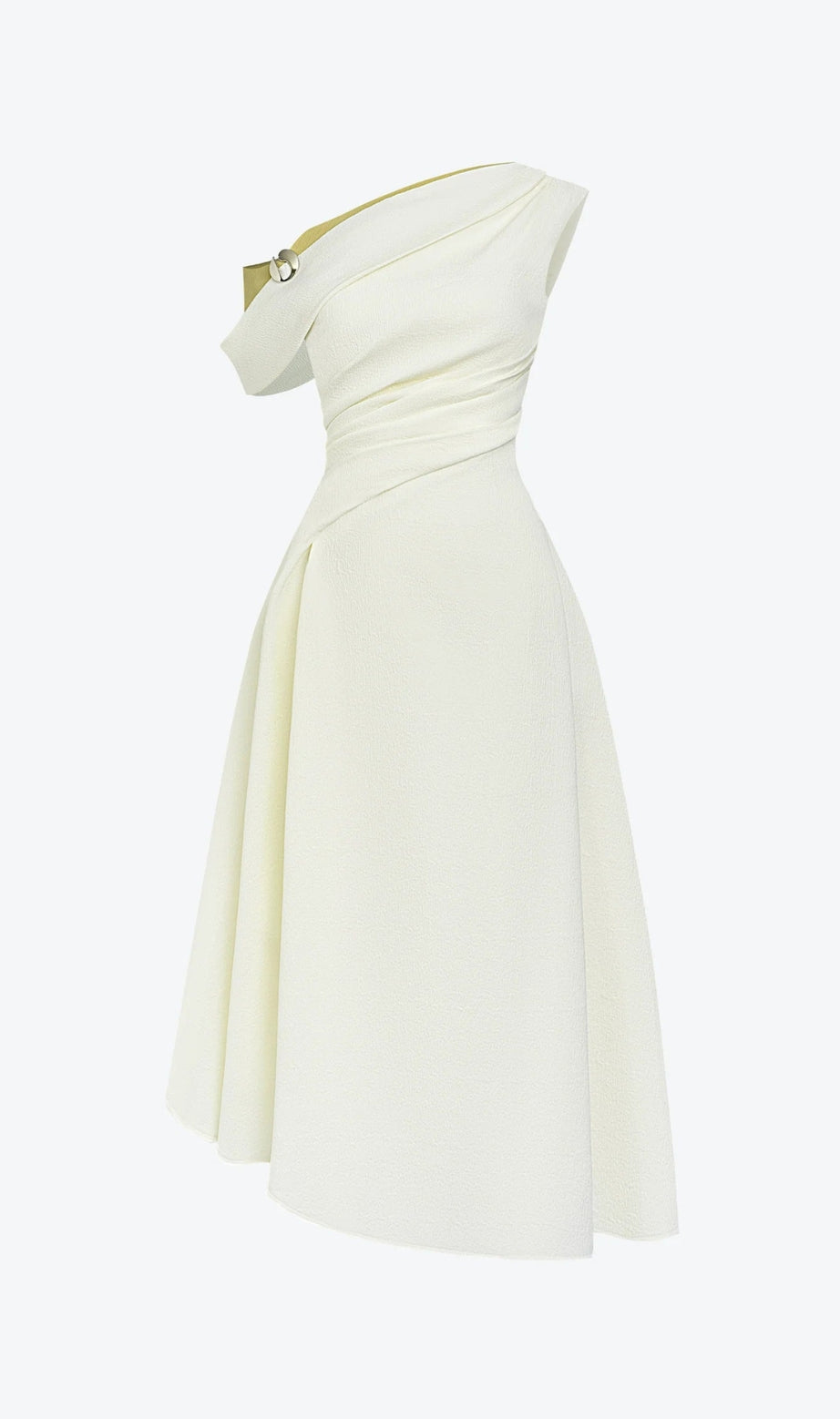 lucy one-shoulder a-line midi dress in white