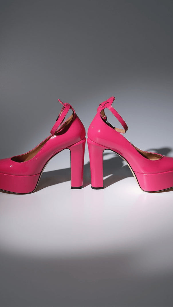 AIIZIE KALEA LEATHER PLATFORM HEELS IN HOT PINK - product image