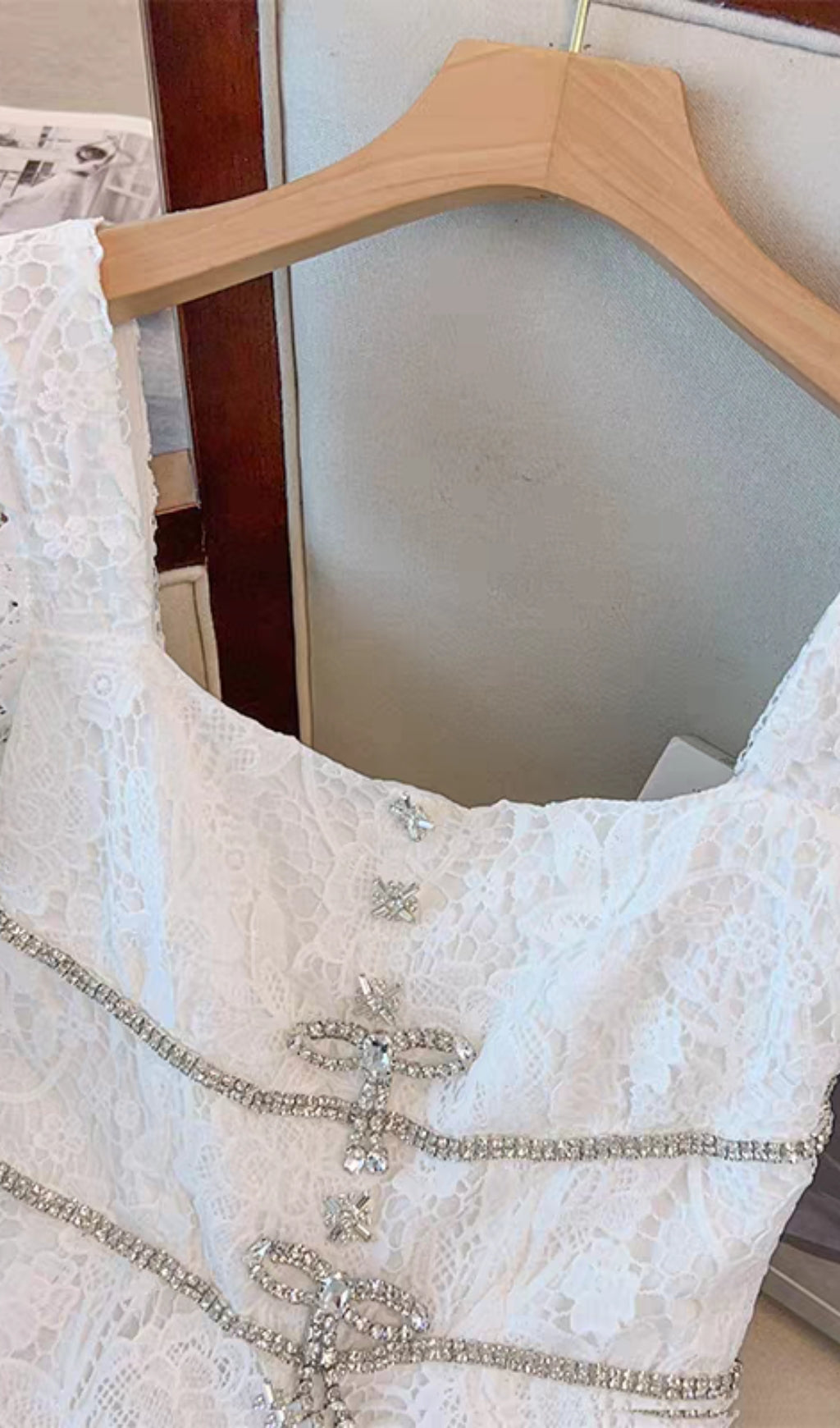 AIIZIE EMBROIDERED LACE MIDI DRESS IN CREAM - product image