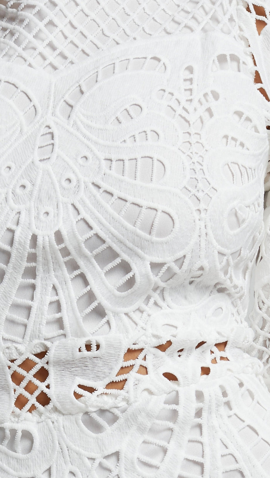 MINI ABITO IN PIZZO CON MANICHE A SBUFFO LUNGHE IN BIANCO