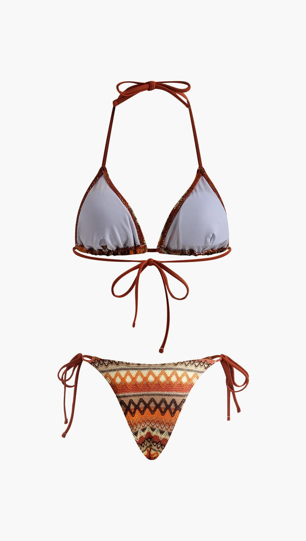 AIIZIE HALTER TRIANGLE KNIT BIKINI SET - product image
