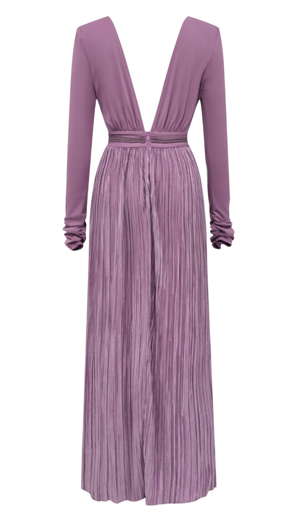 AIIZIE LONG - SLEEVE PLEATED - WAIST MAXI DRESS IN LILAC - product image