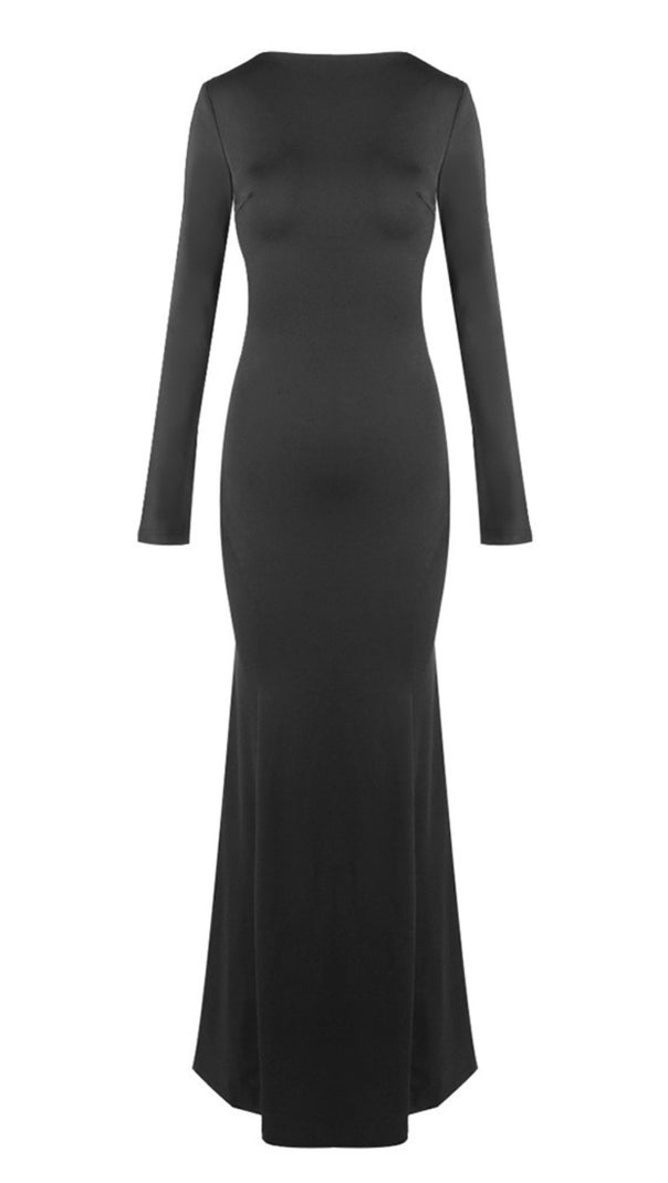 AIIZIE LONG SLEEVE MERMAID MAXI DRESS IN BLACK - product image
