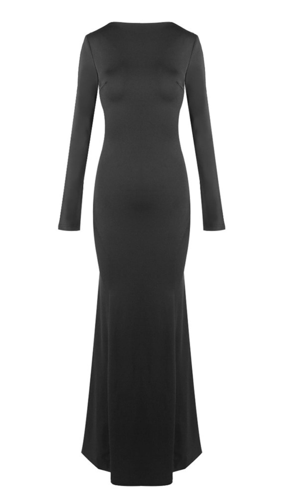 LONG SLEEVE MERMAID MAXI DRESS IN BLACK