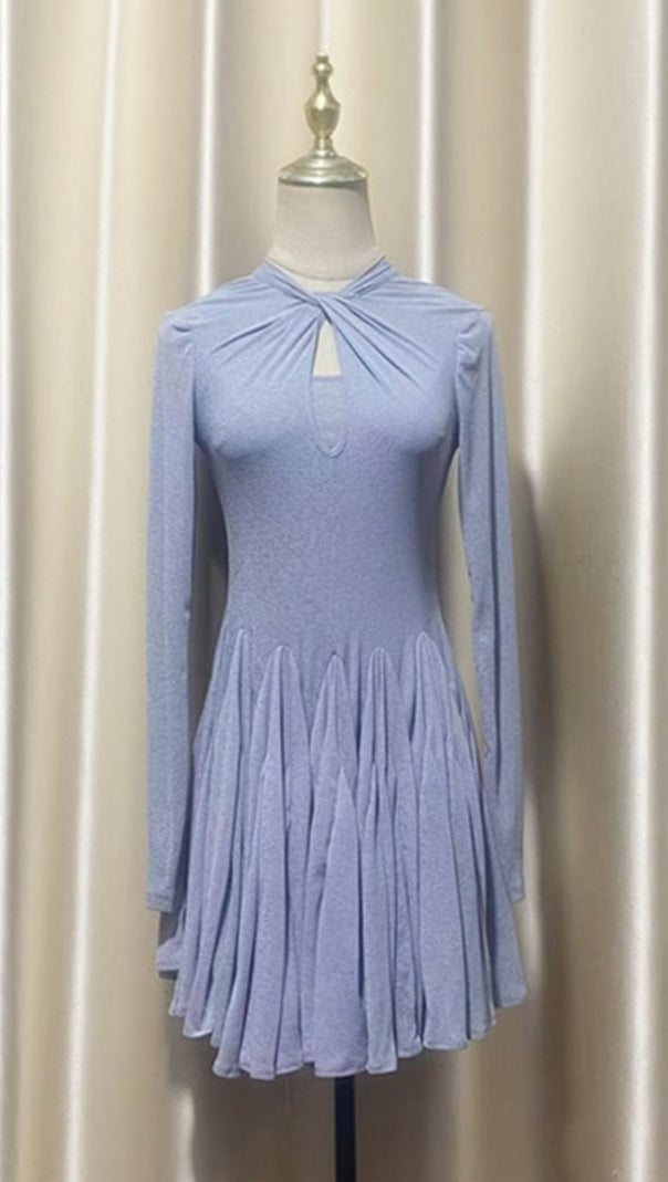 AIIZIE LONG SLEEVE MINI DRESS IN GREY - product image