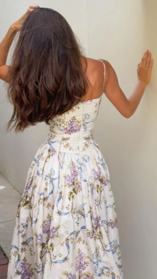 AIIZIE TASMIN MIDI DRESS - WHITE FLORAL - product image