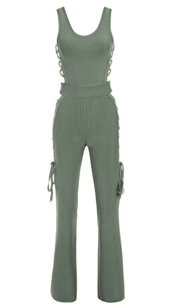 AIIZIE OLIVE GREEN TIE - WAIST JUMPSUIT - product image