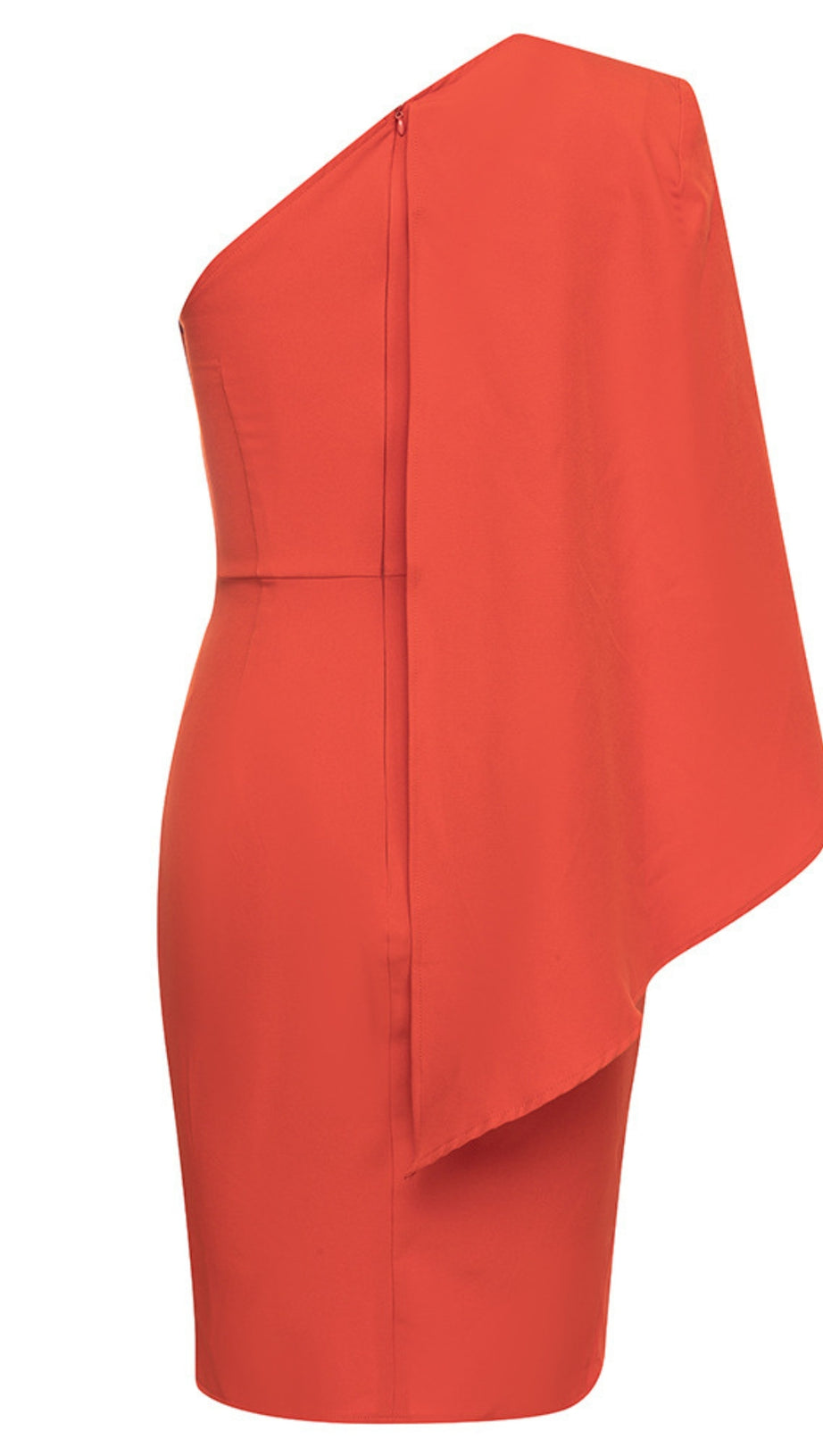 ONE - SHOULDER ASYMMETRIC RUFFLED MINI DRESS IN RED