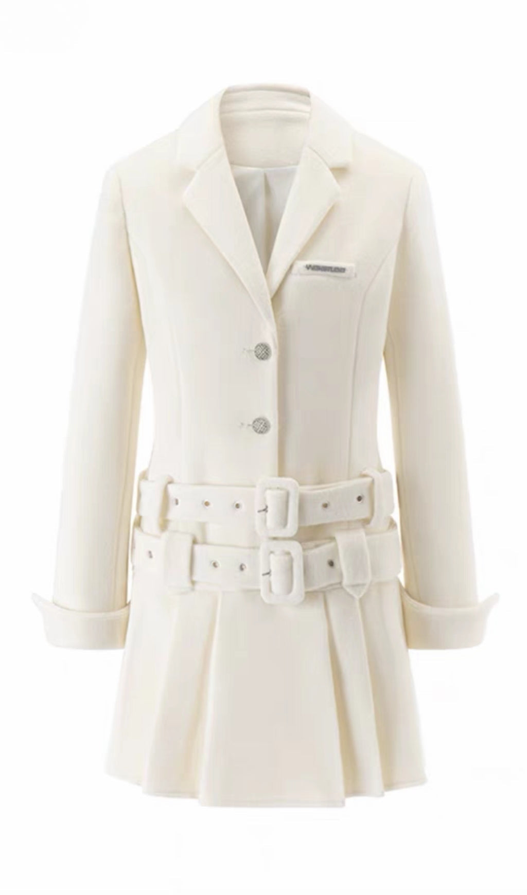 AIIZIE LONG SLEEVE SUIT PLEATED SKIRT IN BEIGE - product image