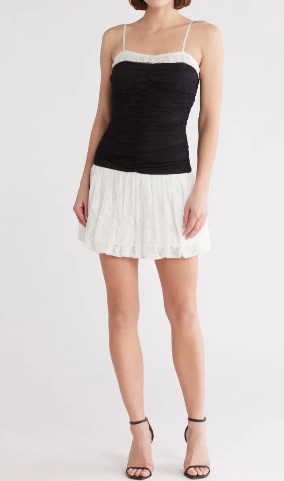 Two Tone Lace Bubble Hem Mini dress