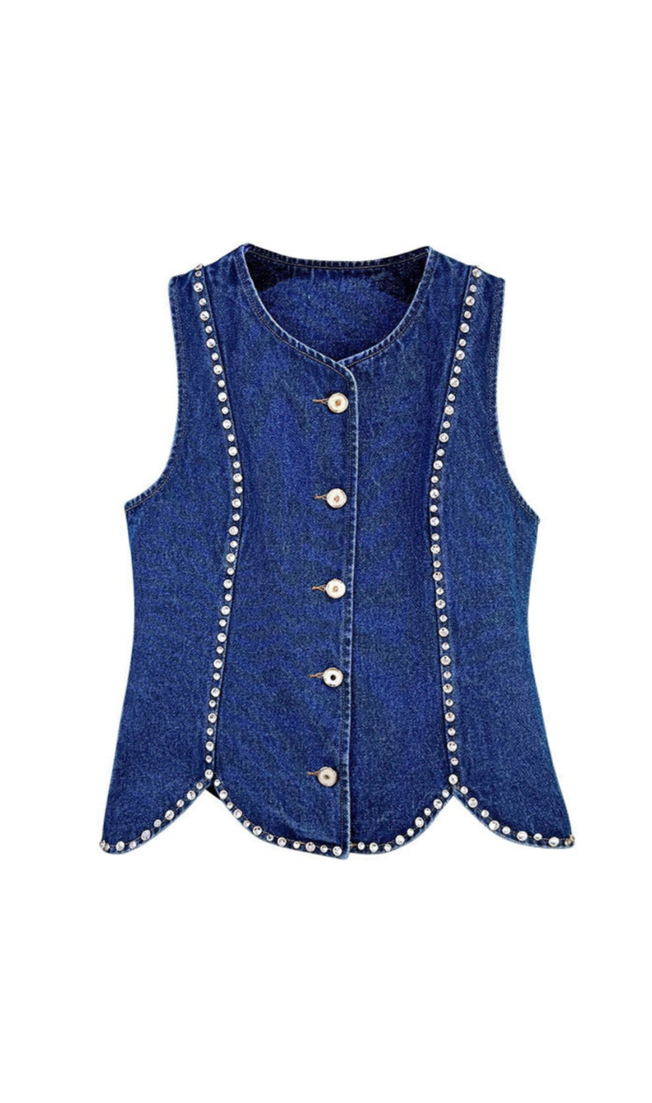 Rhinestone Denim Top in Blue