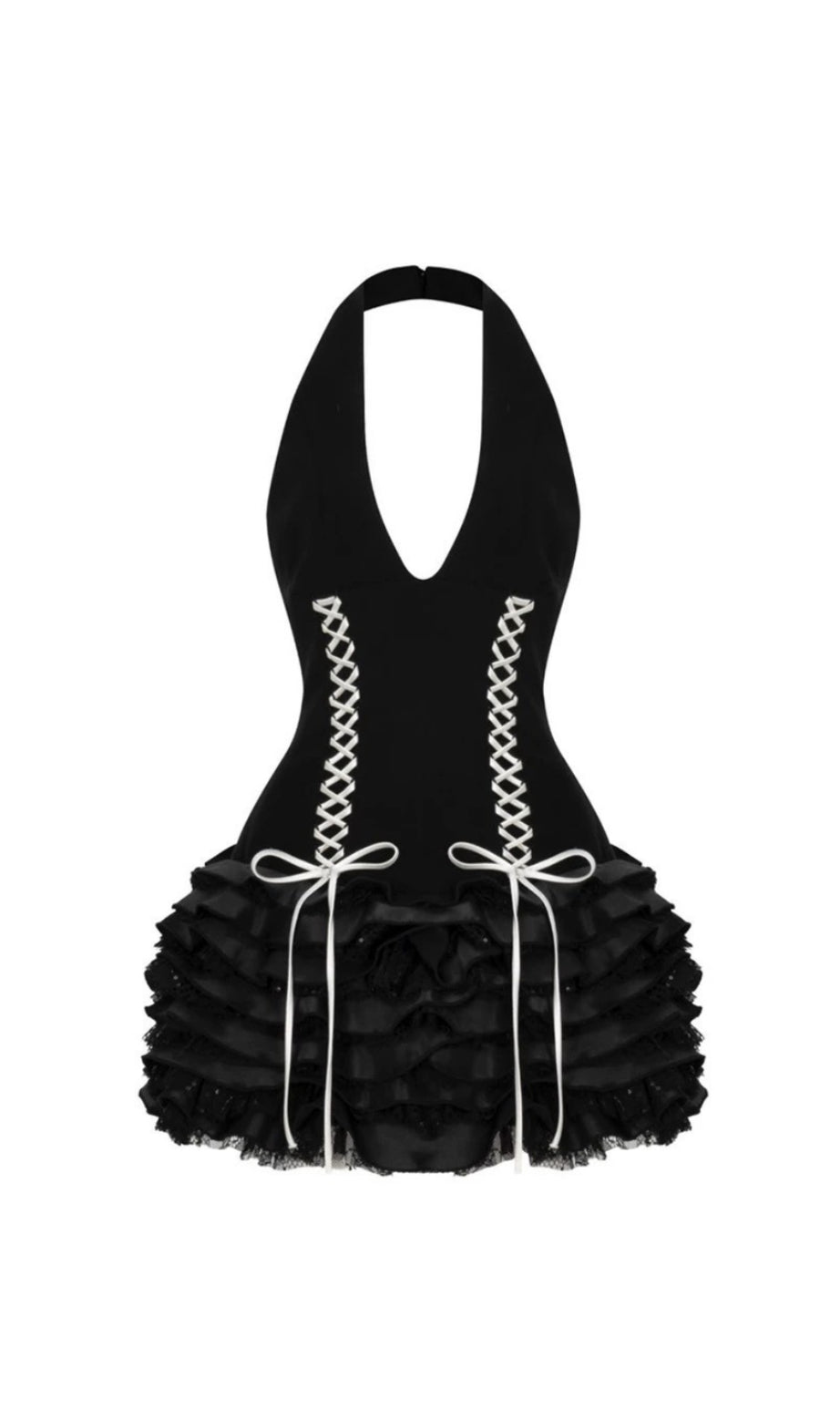 trista – Neckholder-Minikleid mit Rüschen und Schnürung