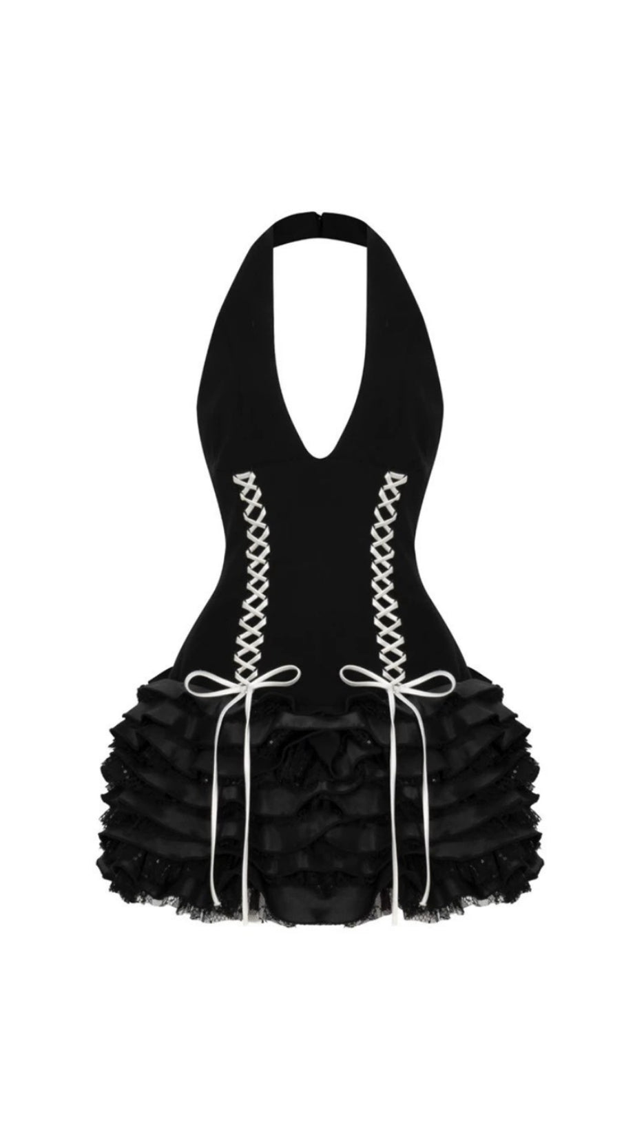 trista – Neckholder-Minikleid mit Rüschen und Schnürung