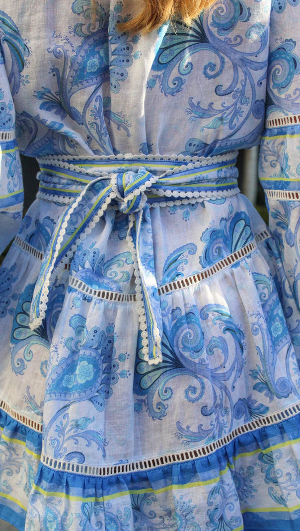 AIIZIE VICKY FLORAL PRINT PUFF SLEEVE MINI DRESS IN BLUE - product image