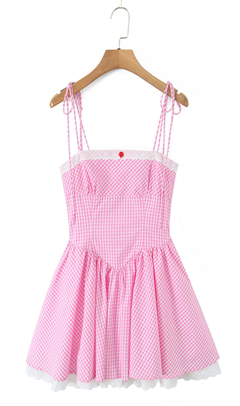 joyce grid strap mini dress in pink