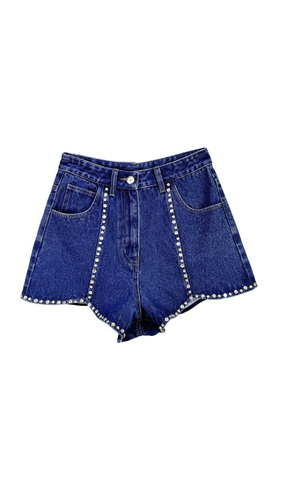 Strass-Jeansshorts in Blau