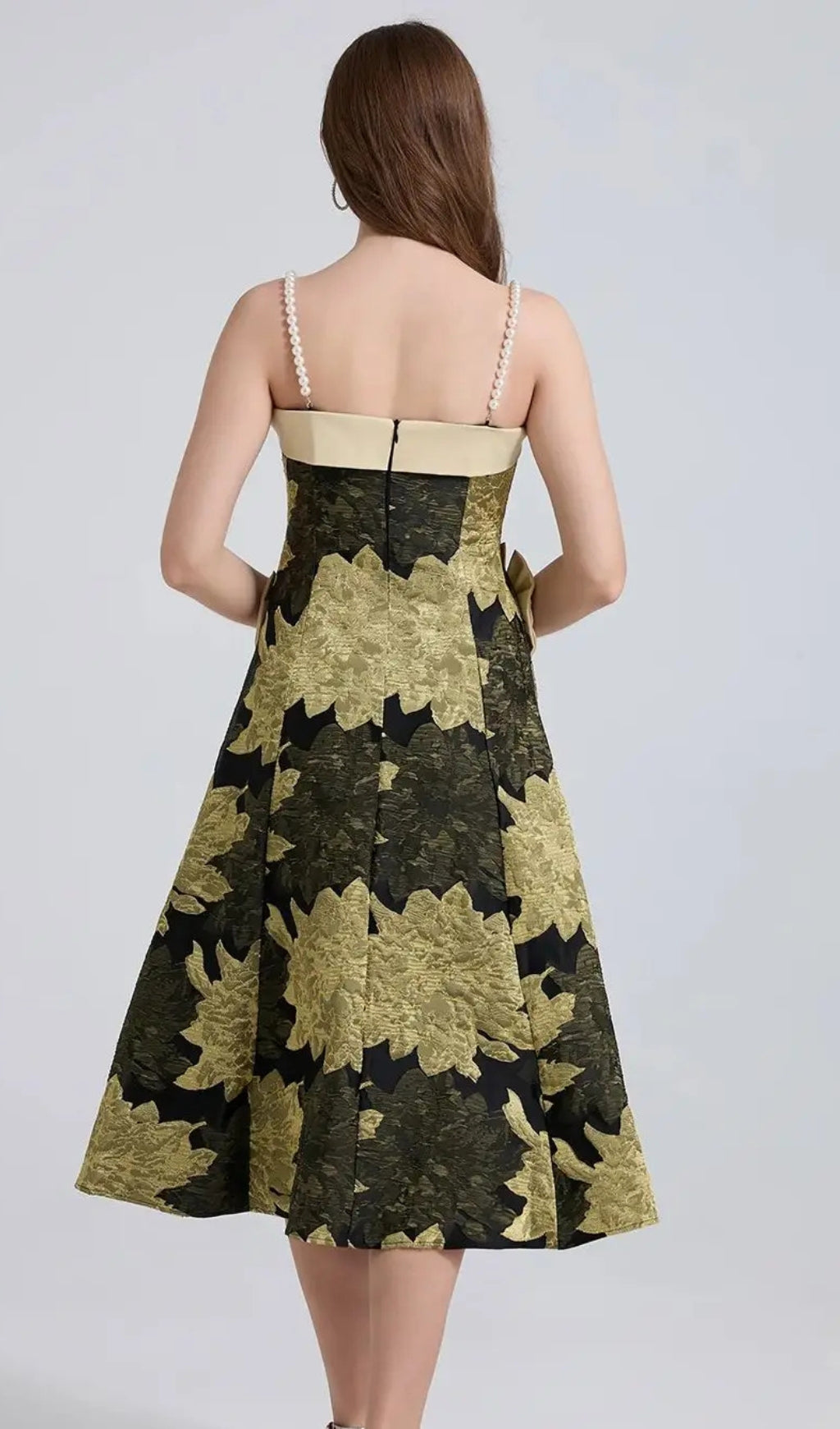 AIIZIE JACQUARD STRAP BOW MIDI DRESS - product image