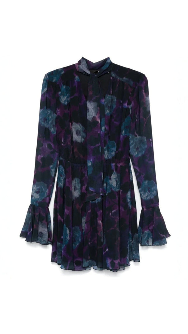 AIIZIE PURPLE FLORAL COCKTAIL MINI DRESS - product image