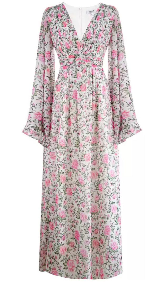 AIIZIE FLORAL PRINT V - NECK MAXI DRESS WITH BELL SLEEVES - product image