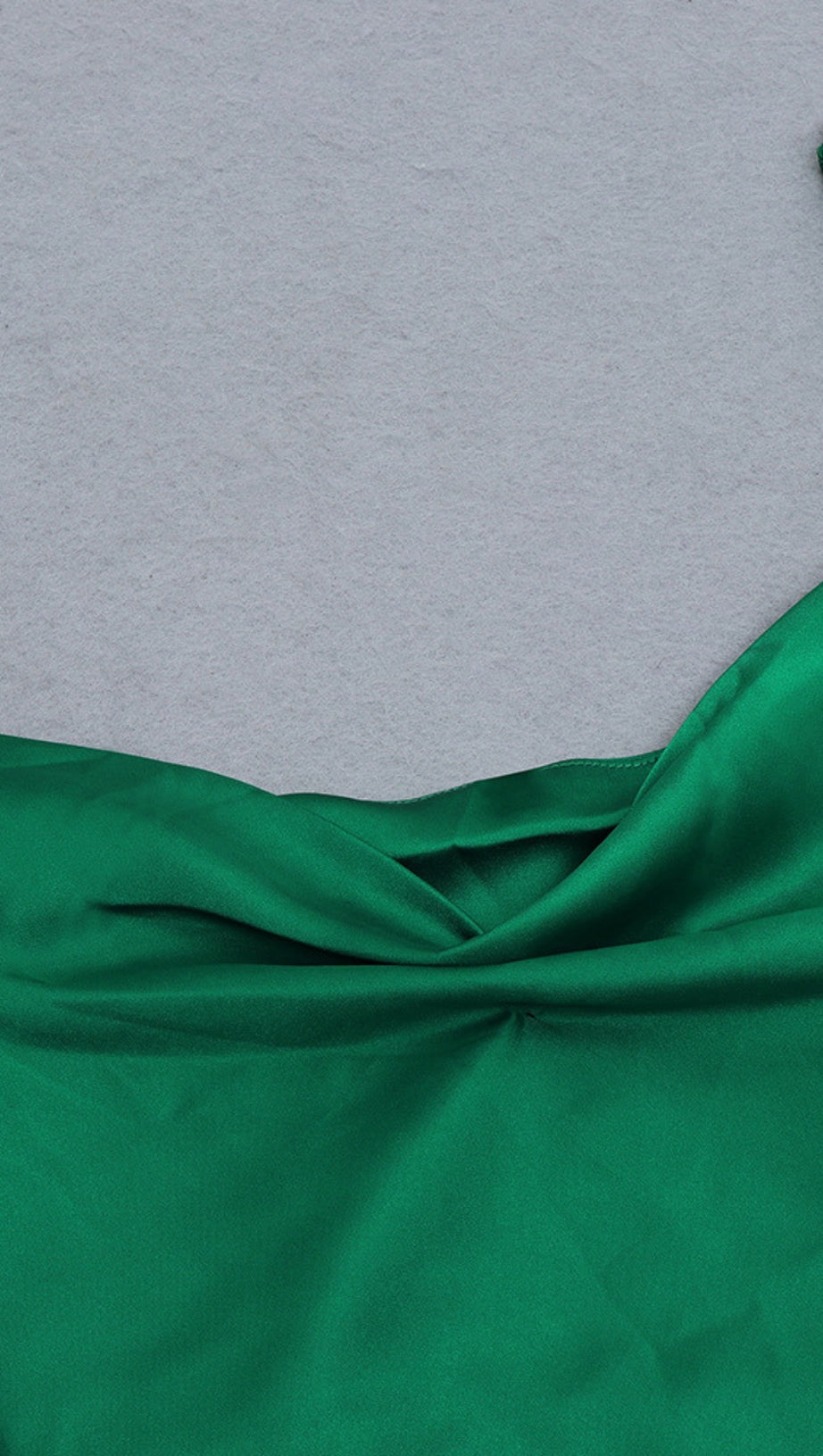 SATIN COWL NECK ASYMMETRIC MIDI DRESS IN GREEN