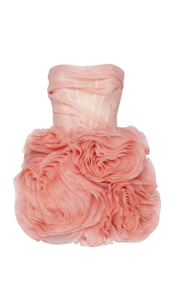 AIIZIE GEORGIA APPLIQUÉD ORGANZA CORAL MINI DRESS - product image