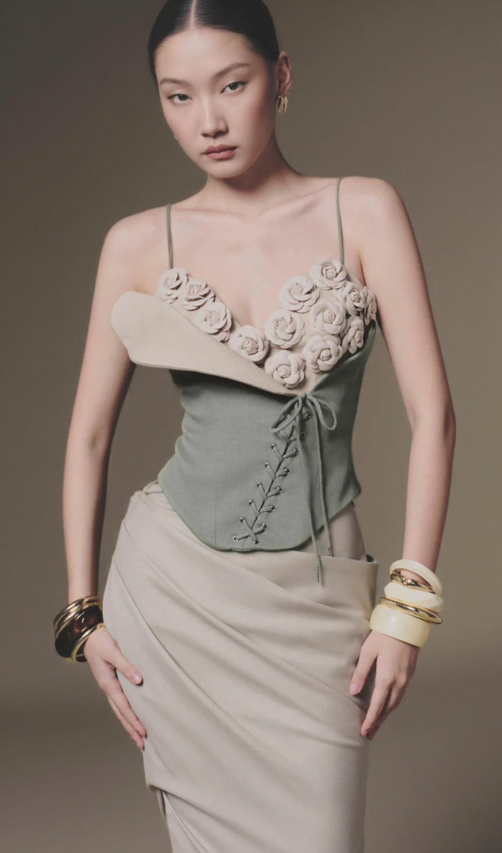 AIIZIE EMILY BLUE MINT CAMELLIA CORSET TOP - product image