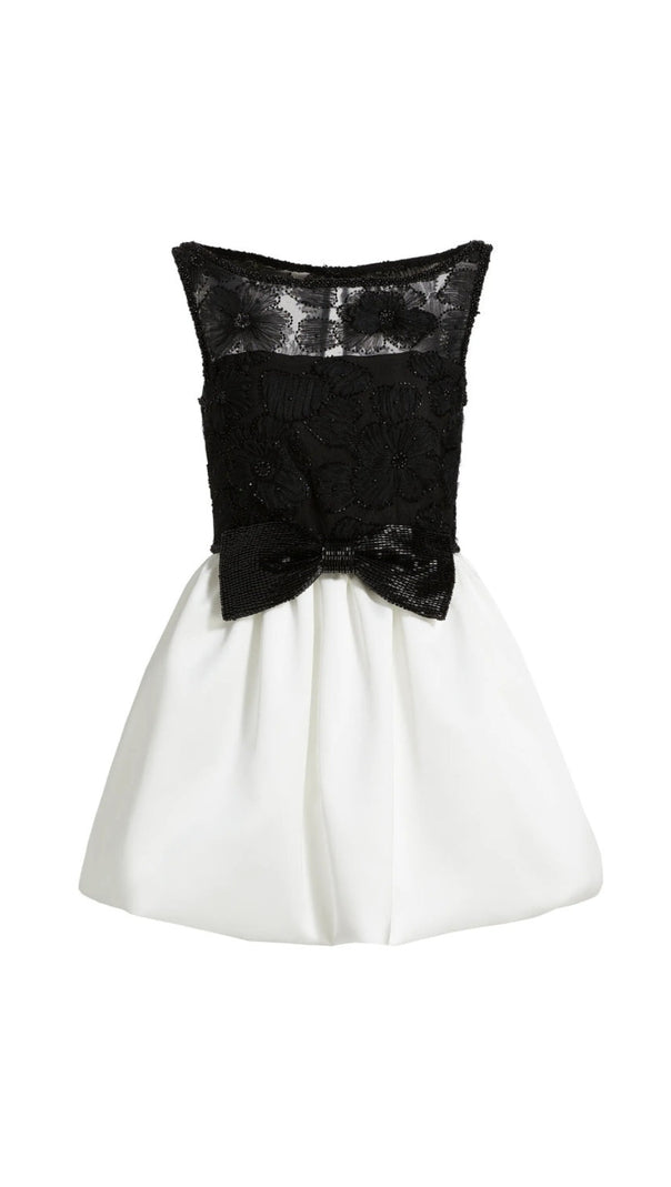 AIIZIE BLACK AND WHITE TULLE MINI DRESS - product image