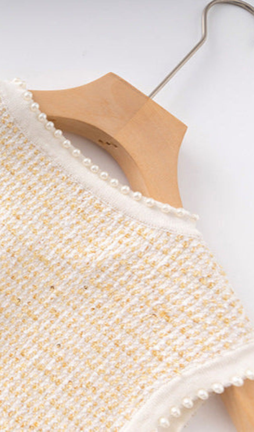 AIIZIE CELESTE TWEED BUTTON-FRONT VEST PLEATED SKIRT SET IN APRICOT - product image