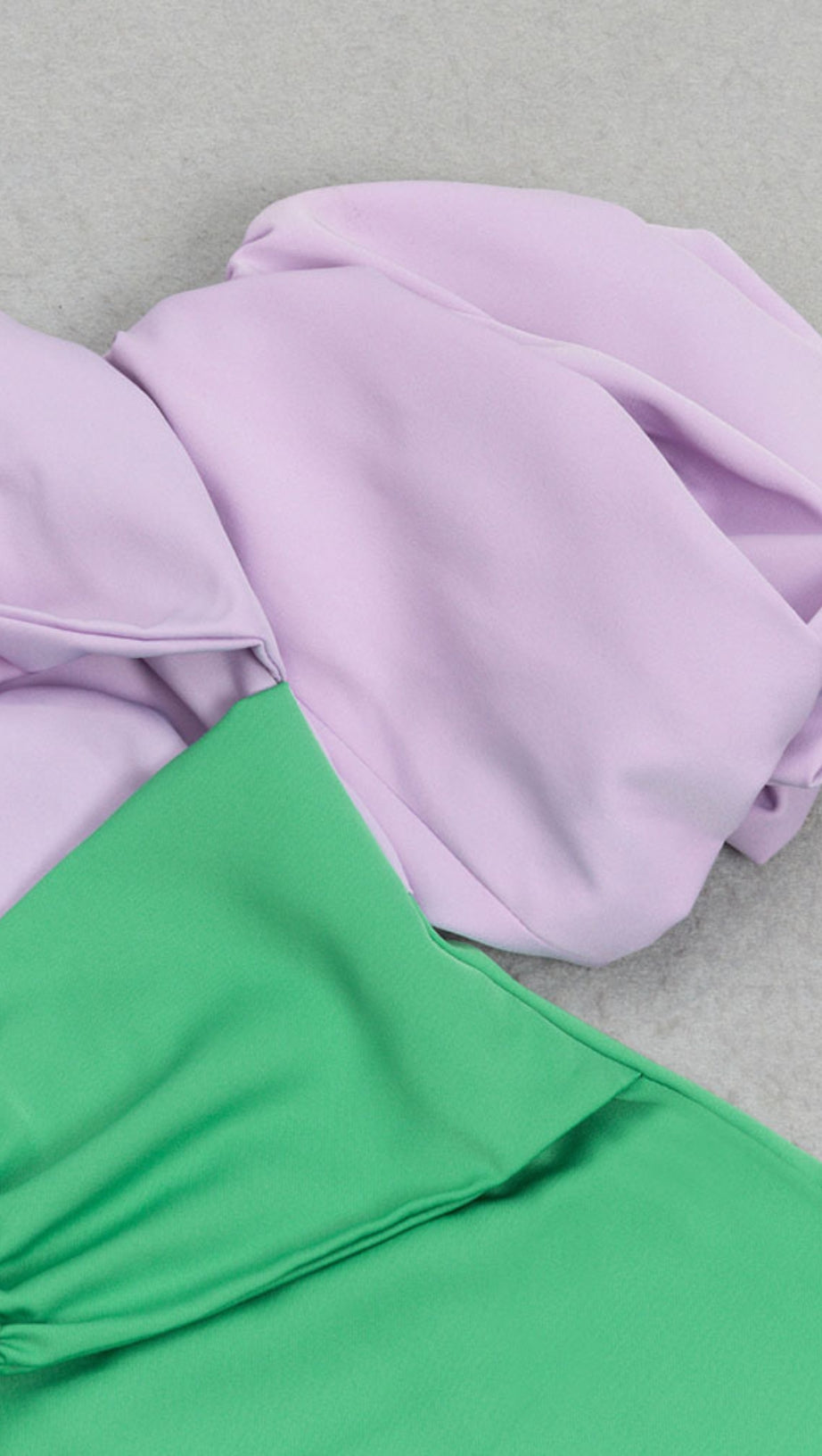 TWO - TONE PUFF - SLEEVE MIDI DRESS IN LAVENDER GREEN