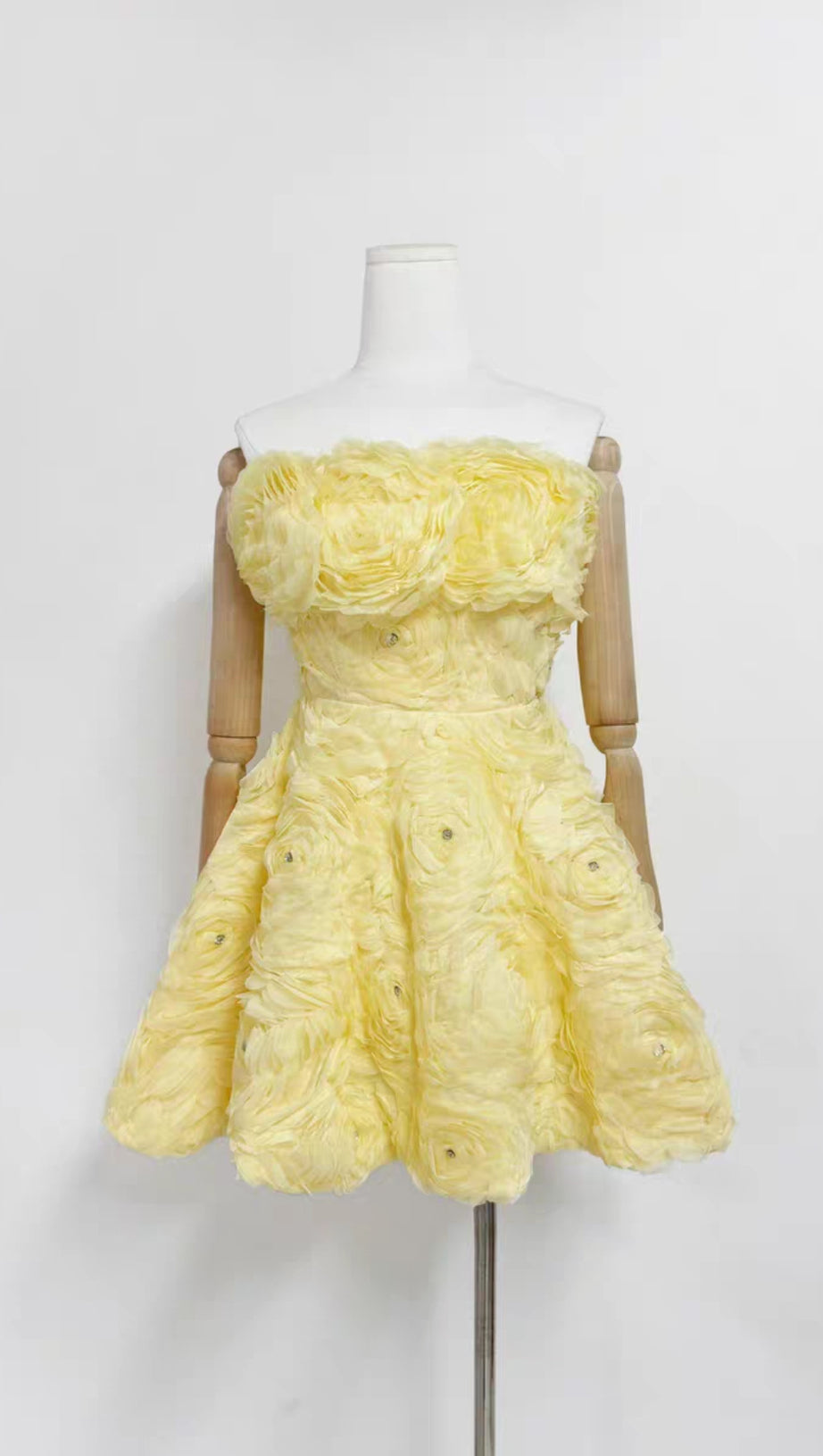 FLOWER RHINESTONE STRAPLESS MINI DRESS IN PINK