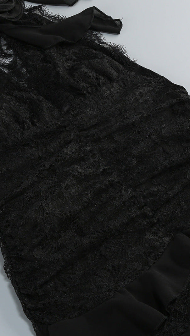 AIIZIE HULDA COTTON LACE HOLLOW MAXI DRESS IN BLACK - product image