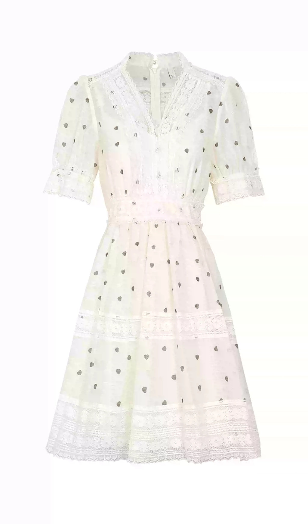 POLKA DOT V-NECK A-LINE MINI DRESS IN APRICOT