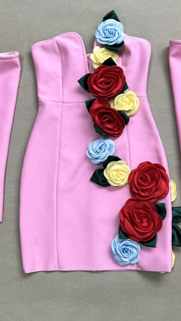 AIIZIE EIGRA 3D FLOWER TUBE TOP MINI DRESS - product image