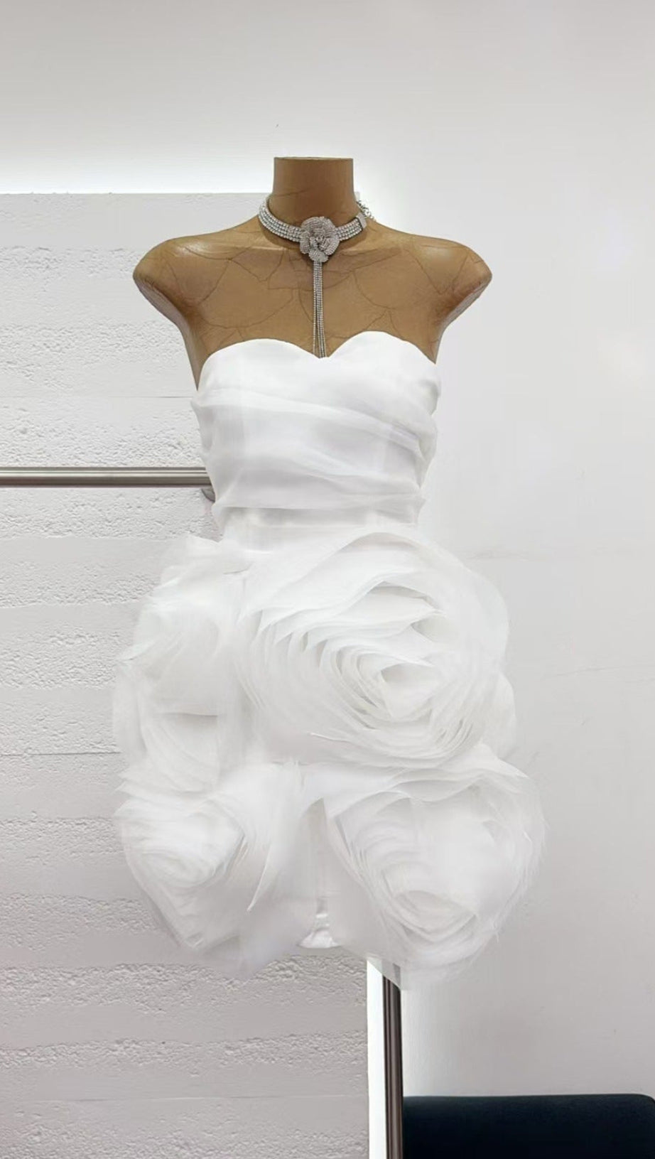 MINI ABITO BIANCO IN ORGANZA CON APPLICAZIONI GEORGIA