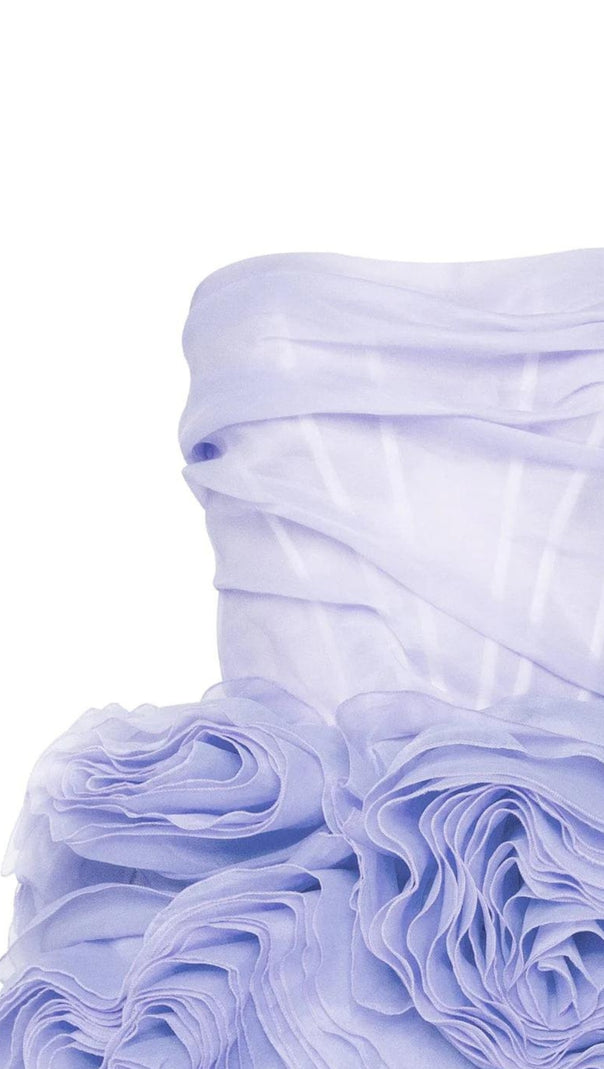 MINI ABITO IN ORGANZA CON APPLICAZIONI GEORGIA E LAVANDA