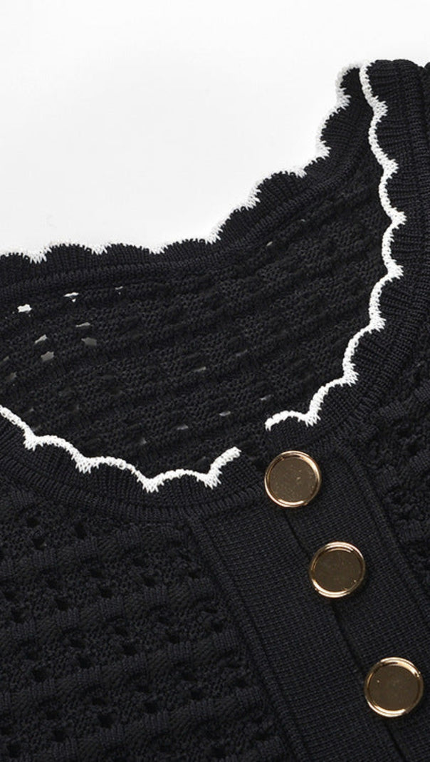AIIZIE SIMONA HOLLOW KNIT MINI DRESS IN BLACK - product image