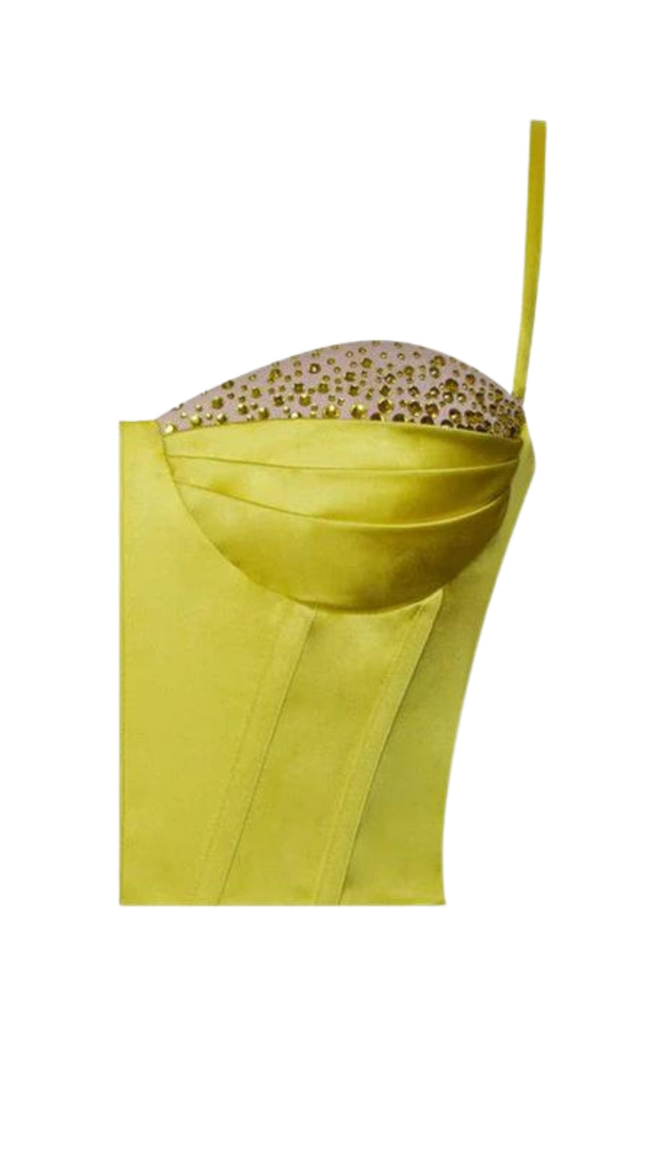 LEMON YELLOW PLEATED SATIN MINI DRESS