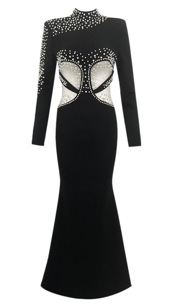 AIIZIE PEARL - EMBELLISHED CUTOUT MERMAID GOWN IN BLACK - product image